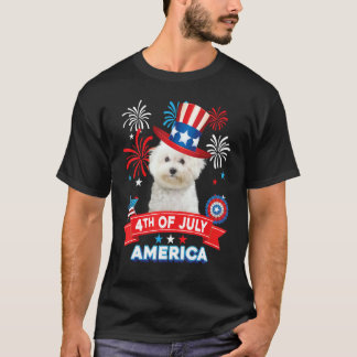 4th Of July Patriotic Day Bichons Frise Dog Indepe T-Shirt