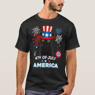 4th Of July Patriotic Day Black Cat Independence D T-Shirt