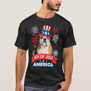4th Of July Patriotic Day English Bulldog Dog Inde T-Shirt