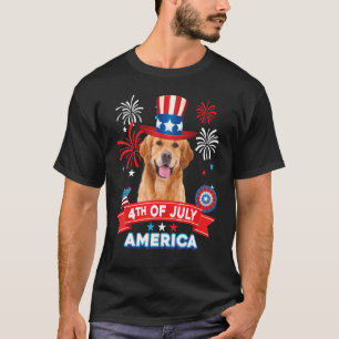4th Of July Patriotic Day Golden Retriever Dog Ind T-Shirt
