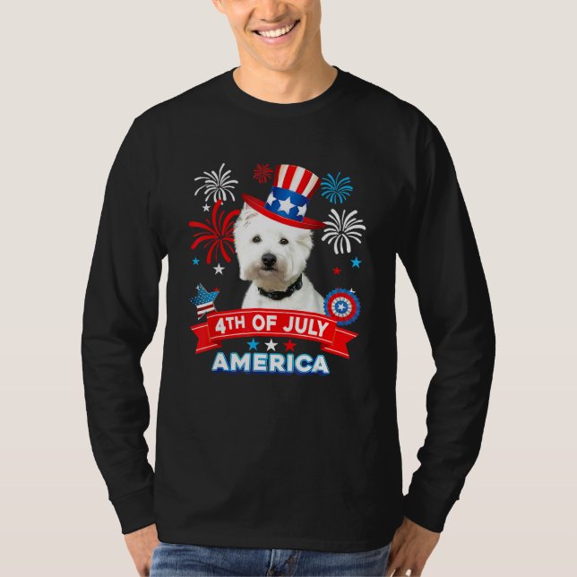 4th Of July Patriotic Day Westie Dog Independence  T-Shirt (Front)