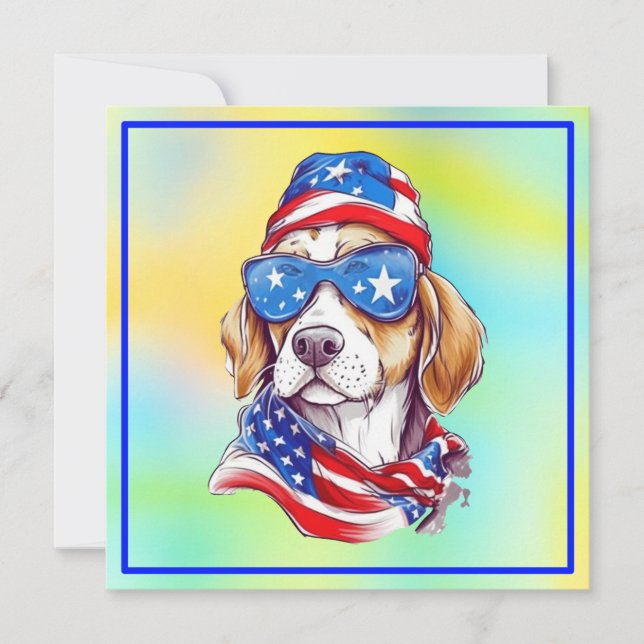 4th Of July Patriotic Dog Design  Save The Date (Front)