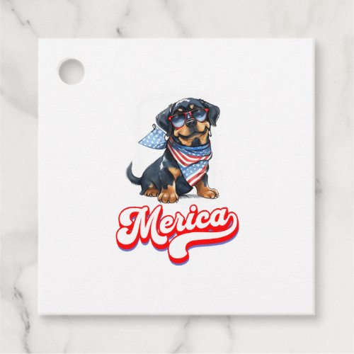 4th Of July Patriotic Dog Rottweiler Merica Favor Tags