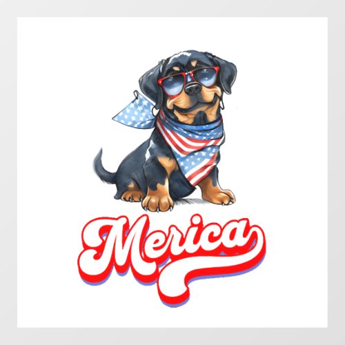 4th Of July Patriotic Dog Rottweiler Merica Floor Decals