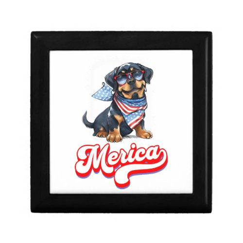 4th Of July Patriotic Dog Rottweiler Merica Gift Box