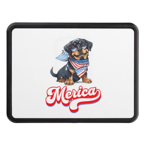 4th Of July Patriotic Dog Rottweiler Merica Hitch Cover