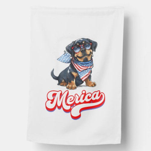 4th Of July Patriotic Dog Rottweiler Merica House Flag