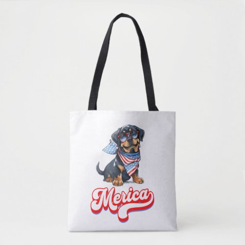 4th Of July Patriotic Dog Rottweiler Merica Tote Bag