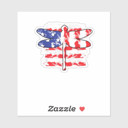 4th Of July Patriotic Dragonfly US American Flag Sticker