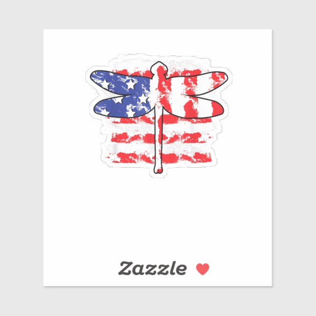4th Of July Patriotic Dragonfly US American Flag Sticker (Sheet)