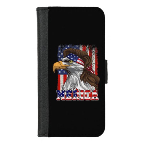 4th Of July Patriotic Eagle Mullet Shirt American  iPhone 87 Wallet Case