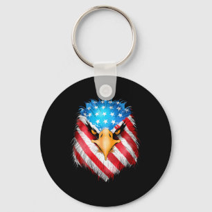 4th Of July Patriotic Eagle Usa American Flag Men Keychain