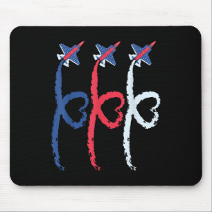 4th Of July Patriotic Fighter Heart Airplane Usa F Mouse Pad