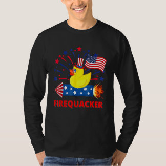 4th Of July Patriotic Firecracker Rubber Duck Fire T-Shirt