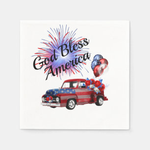 4th of July Patriotic Fireworks Red White and Blue Napkins
