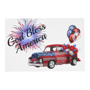 4th of July Patriotic Fireworks Red White and Blue Placemat