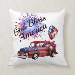 4th of July Patriotic Fireworks Red White and Blue Throw Pillow