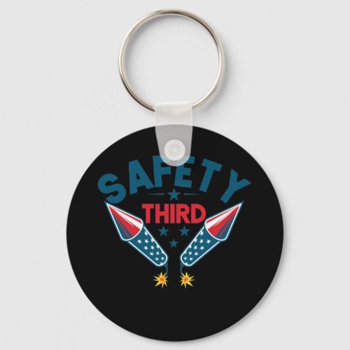 4th of July Patriotic Fireworks Safety Third Keychain