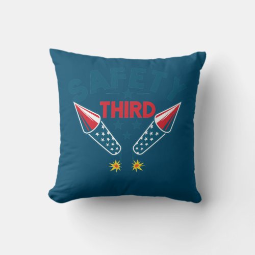 4th of July Patriotic Fireworks Safety Third Throw Pillow