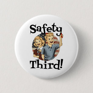 4th Of July Patriotic Fireworks Safety Third Vinta Button