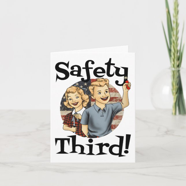 4th Of July Patriotic Fireworks Safety Third Vinta Card (Front)