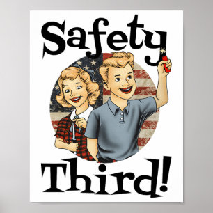 4th Of July Patriotic Fireworks Safety Third Vinta Poster