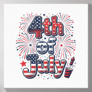 4th of July Patriotic Fireworks Vintage Shirt Desi Canvas Photo Tile
