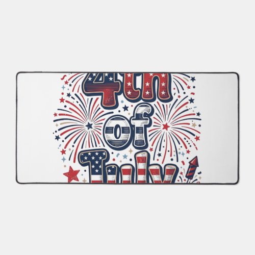 4th of July Patriotic Fireworks Vintage Shirt Desi Desk Mat