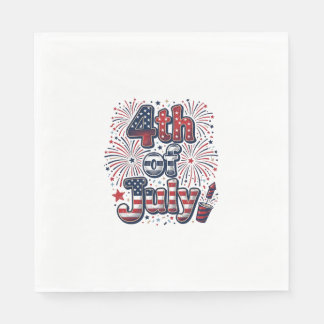 4th of July Patriotic Fireworks Vintage Shirt Desi Napkins