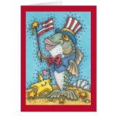 4TH OF JULY PATRIOTIC FISH GREETING CARD Verse (Front)