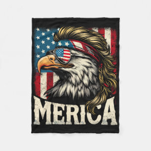 4th Of July Patriotic Funny Eagle July 4th Usa Mer Fleece Blanket