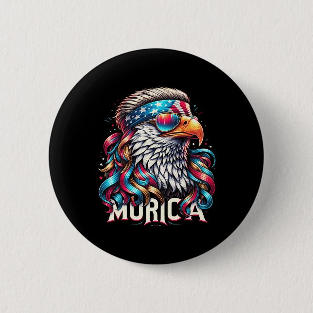 4th Of July Patriotic Funny Eagle July 4th Usa Mur Button (Front)