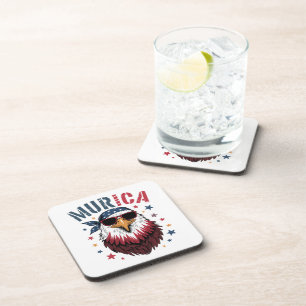 4th of July Patriotic Funny Eagle USA Beverage Coaster