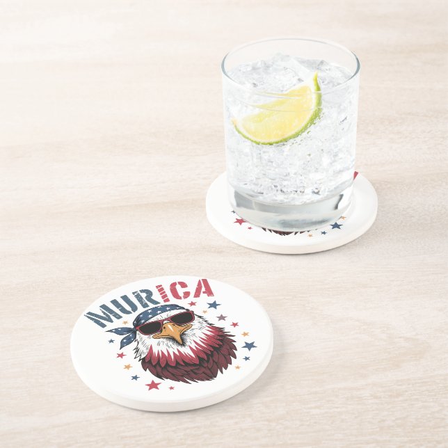 4th of July Patriotic Funny Eagle USA Coaster (Side)