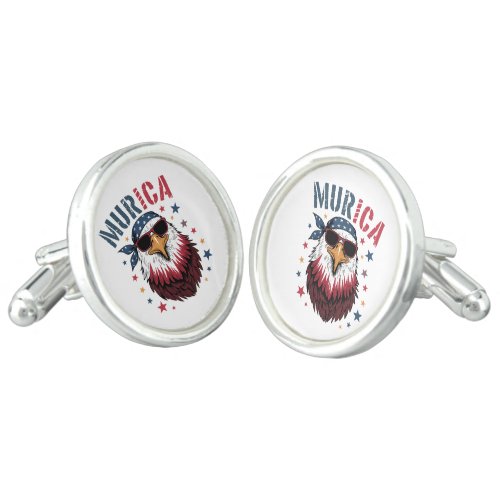 4th of July Patriotic Funny Eagle USA Cufflinks