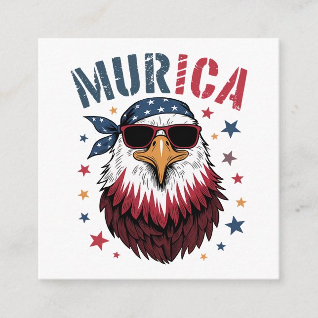4th of July Patriotic Funny Eagle USA Enclosure Card (Front)
