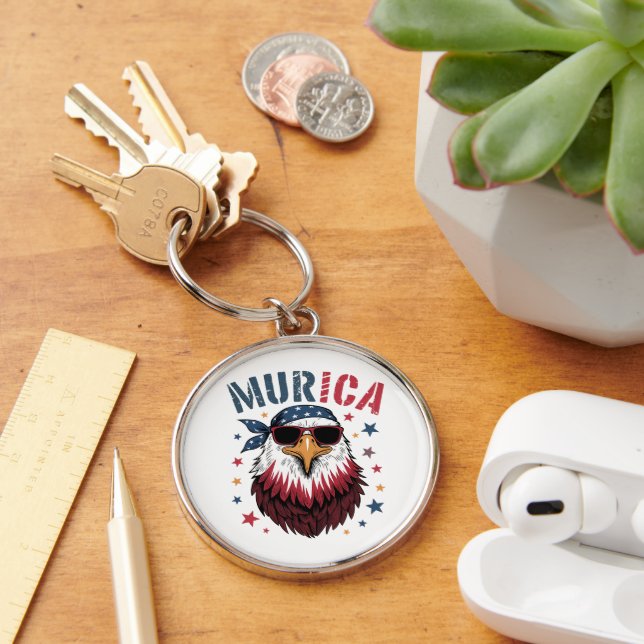 4th of July Patriotic Funny Eagle USA Keychain (Desk)