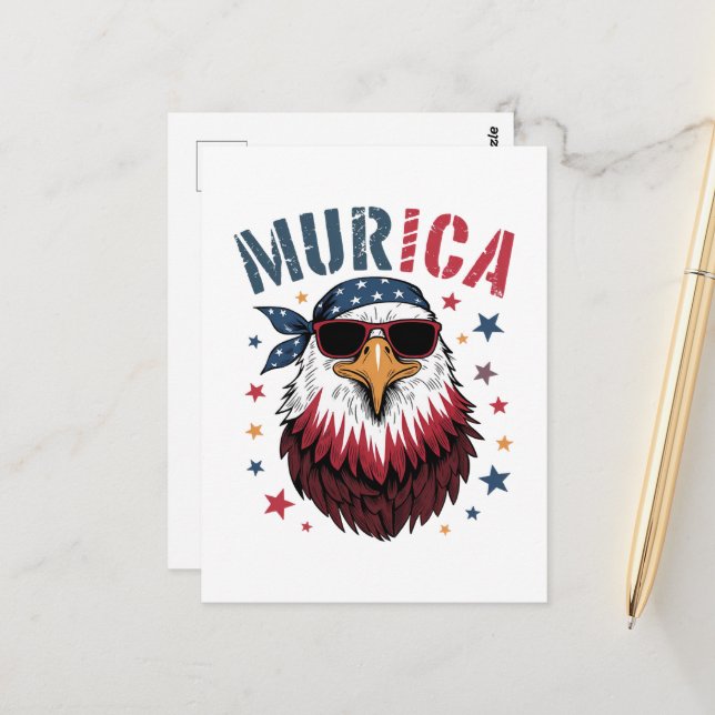 4th of July Patriotic Funny Eagle USA Postcard (Front/Back In Situ)