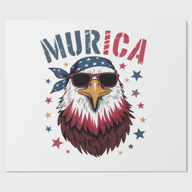 4th of July Patriotic Funny Eagle USA Wrapping Paper (Flat)