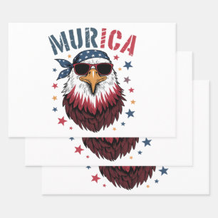 4th of July Patriotic Funny Eagle USA Wrapping Paper Sheets