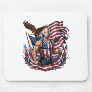 4th Of July Patriotic Funny George Washington July Mouse Pad