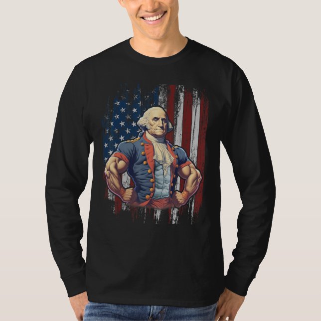 4th of July Patriotic Funny George Washington July T-Shirt (Front)