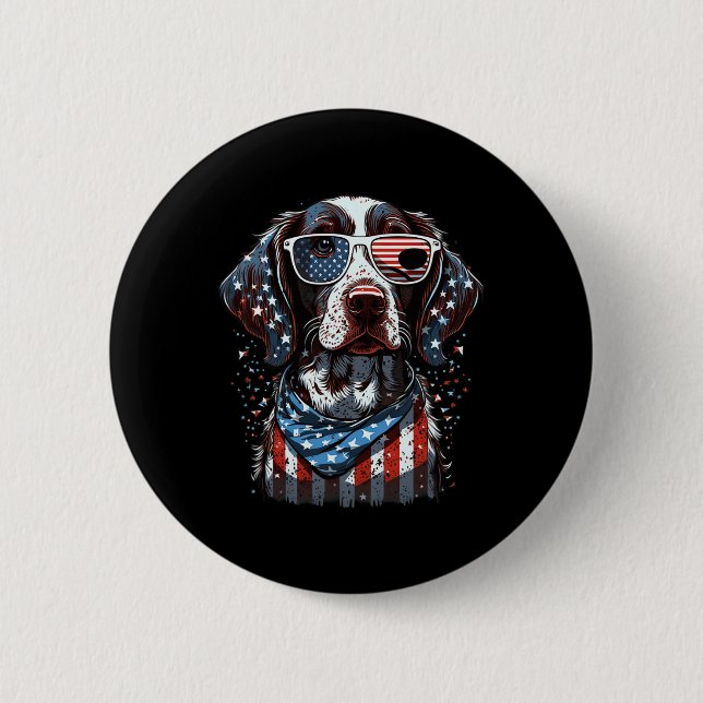 4th Of July Patriotic German Shorthaired Pointer D Button (Front)