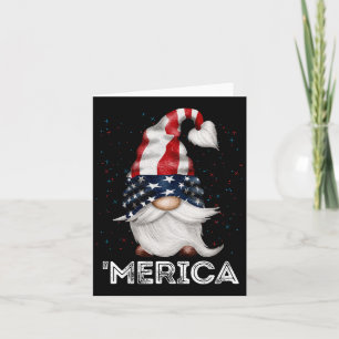 4th Of July Patriotic Gnome American Flag Colored  Card