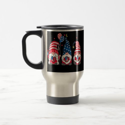 4th Of July Patriotic Gnomes Tee Summer USA Travel Mug