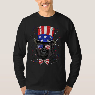 4th of July Patriotic Gorilla Wearing USA Flag Sun T-Shirt
