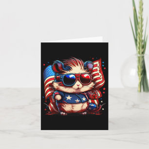 4th Of July Patriotic Hamster Us Flag  Card