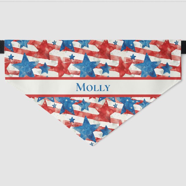 4th of July - Patriotic “Happy Hour” Pet Bandana Collar (Front)