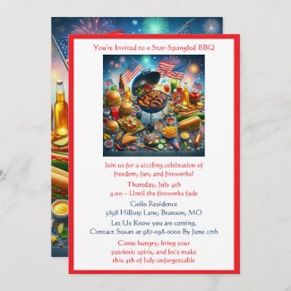 4th of July Patriotic Holiday BBQ Invitation