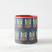 4TH OF JULY PATRIOTIC HOOT OWL, TWO TONE MUG Red (Center)